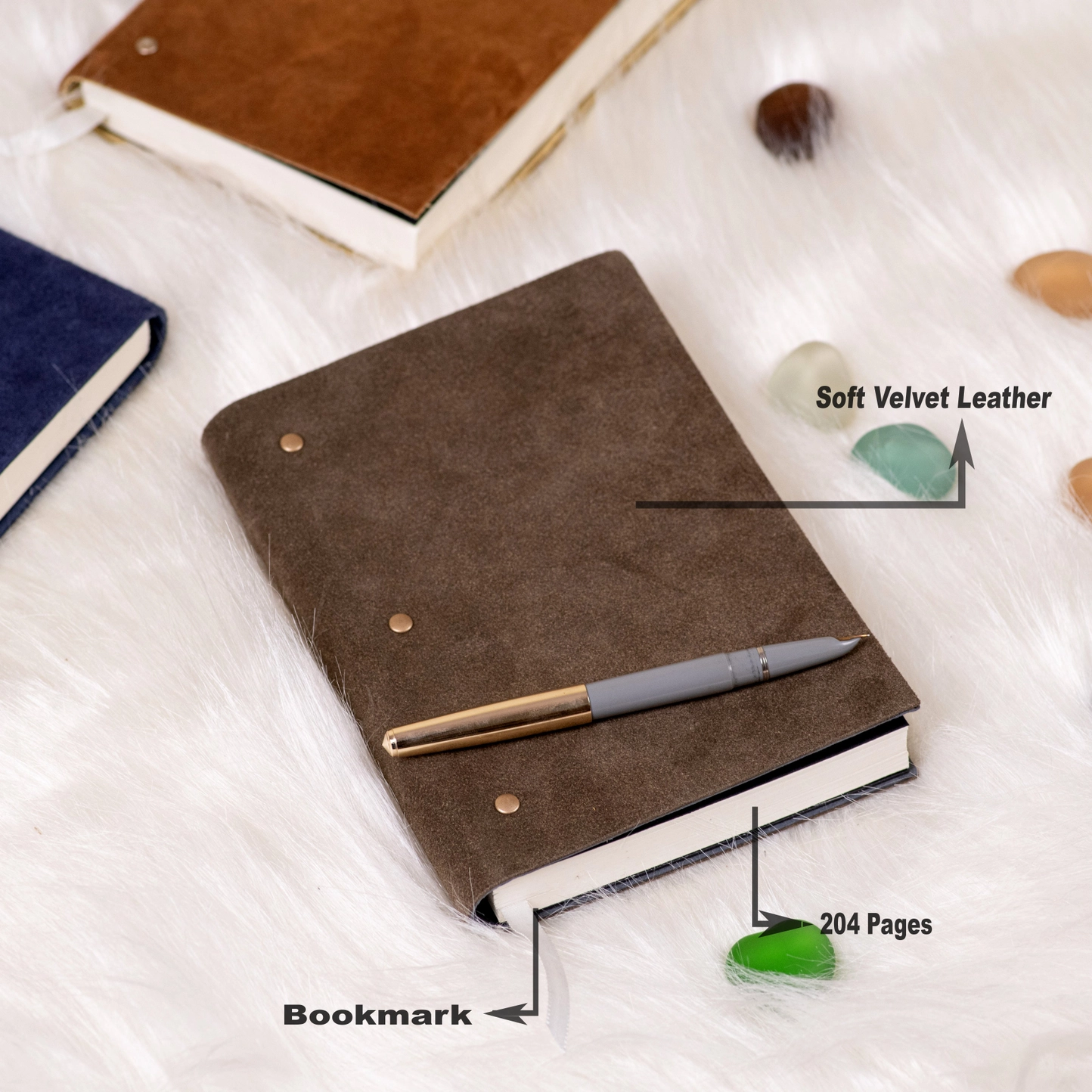 Dagbok i Grått Mockaläder med Mjukt Omslag – Linjerade Sidor - R K Handicrafts Craft Junky - 3