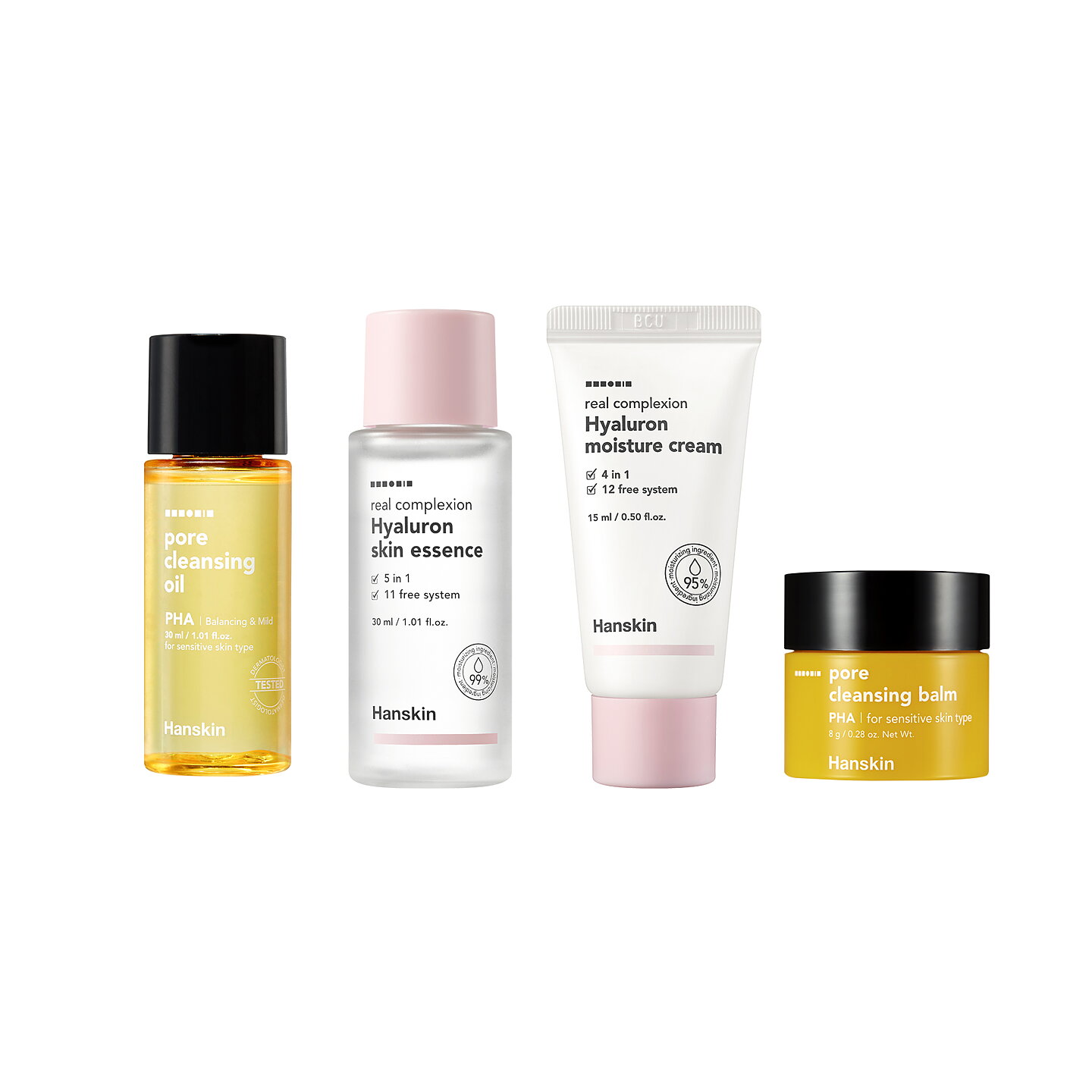 Hanskin Glass Skin On the Go (PHA Oil 30ml / Hyaluron Essence 30ml / Hyaluron Cream 15ml / PHA Balm 8g)
