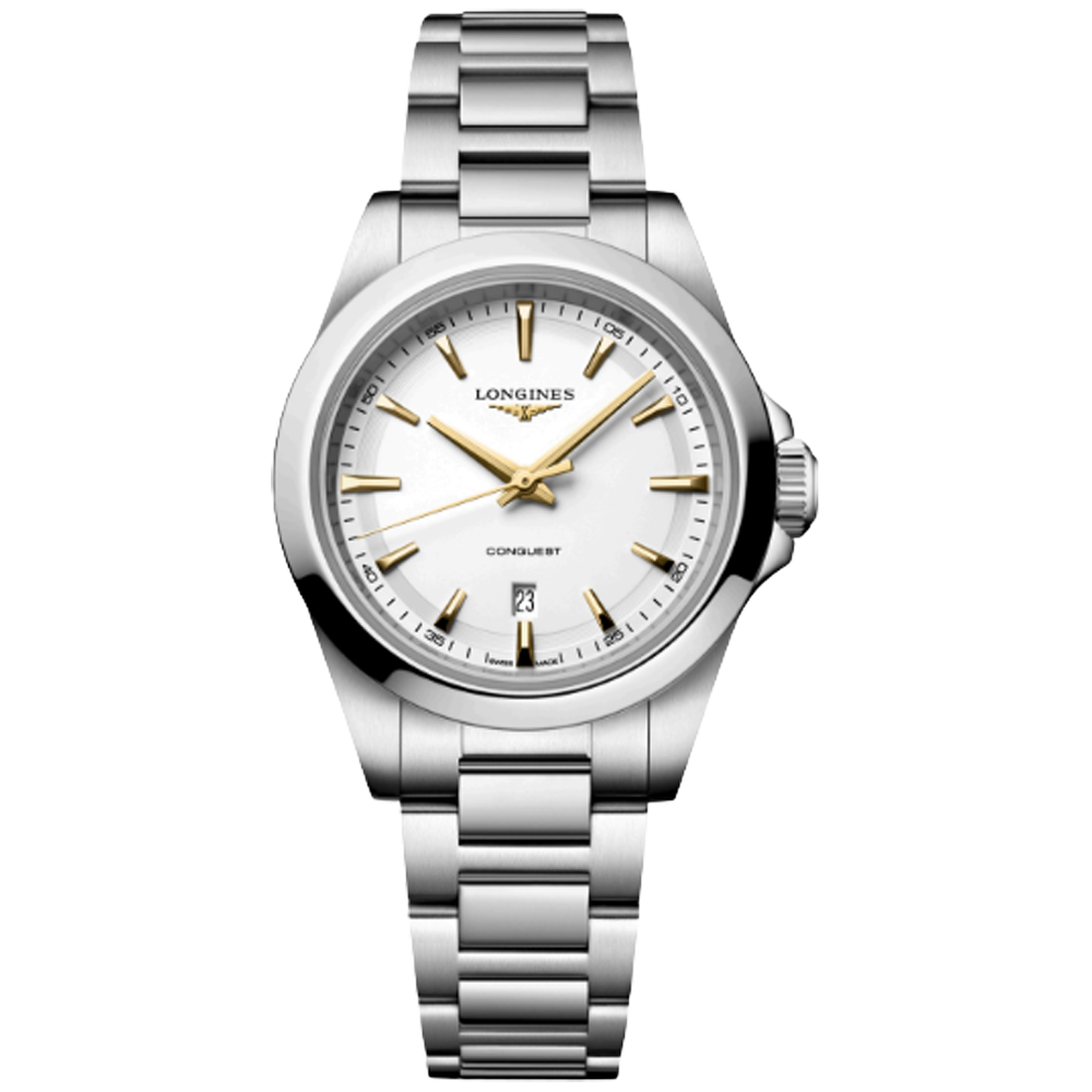 L3.350.4.12.6 Longines Conquest Quartz 2026, silver med guld index 34