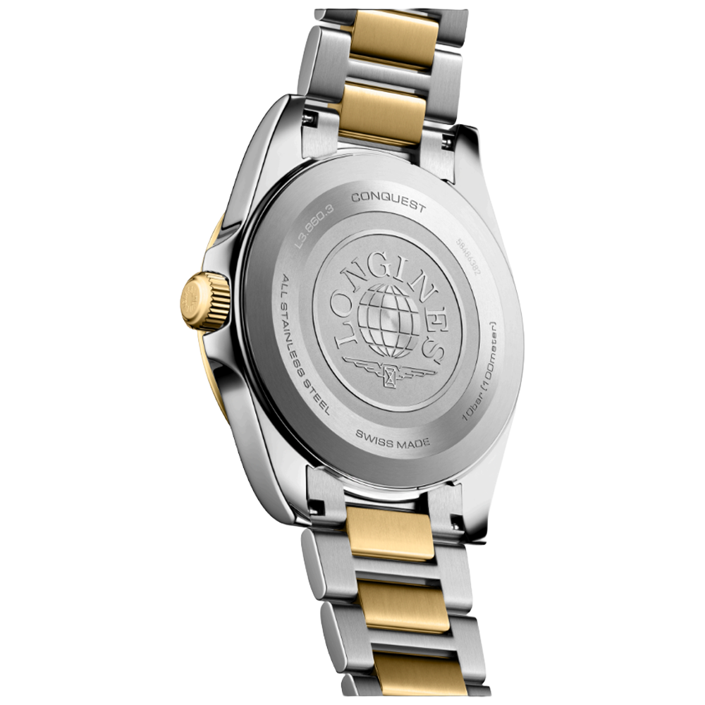L3.860.3.52.7 Longines Conquest Quartz 2026, svart och guld 41 baksida