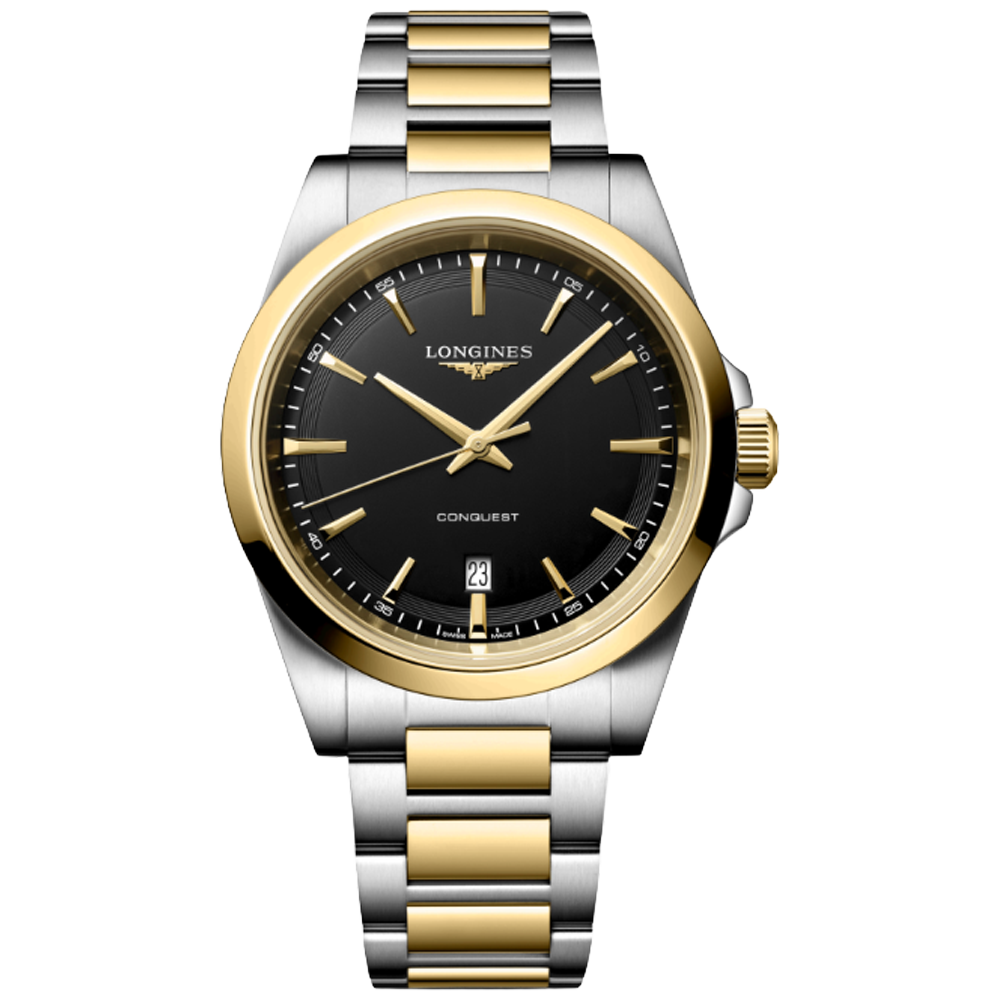 L3.860.3.52.7 Longines Conquest Quartz 2026, svart och guld 41
