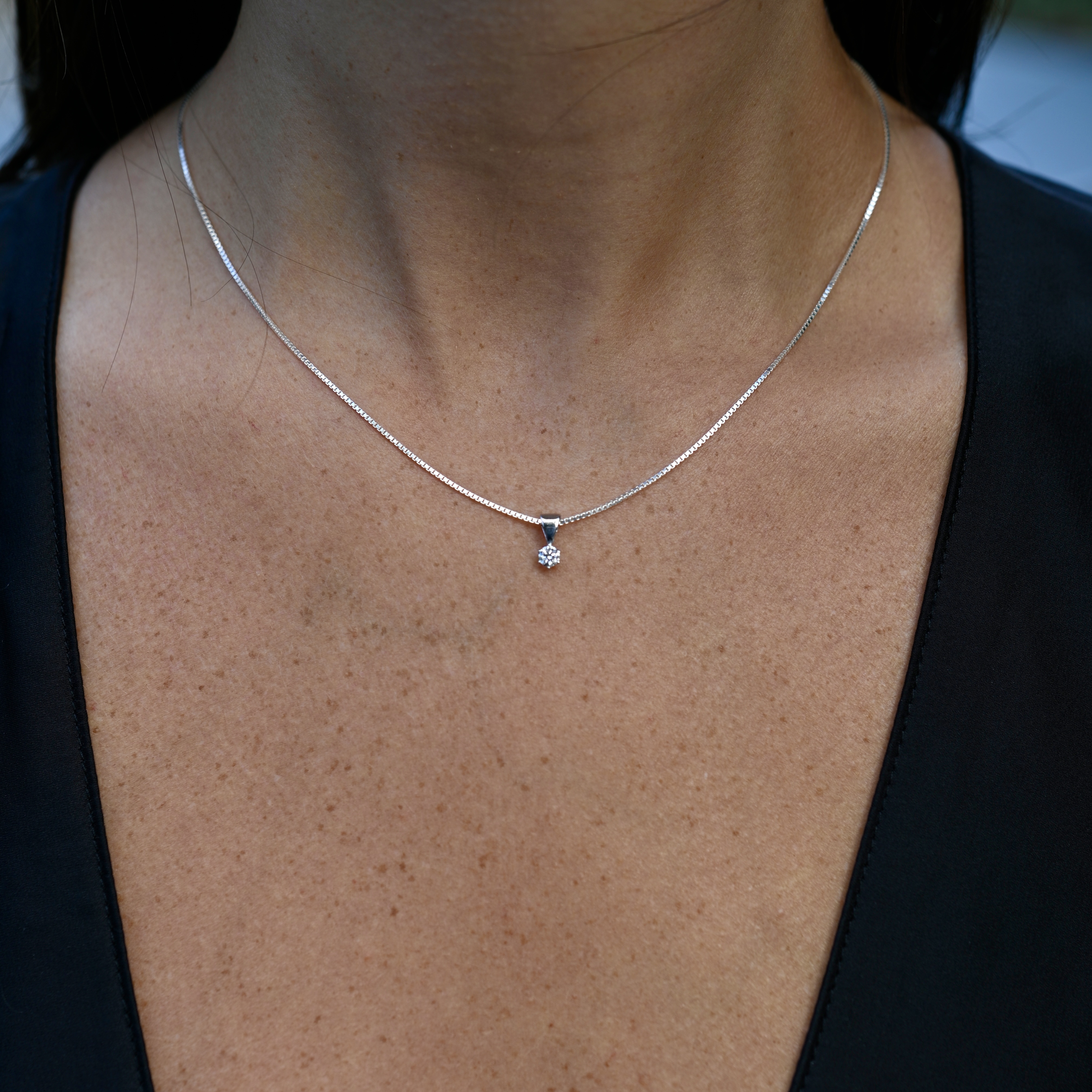 Hänge syntetisk diamant 0,10 ct vitguld 18 karat  - 3