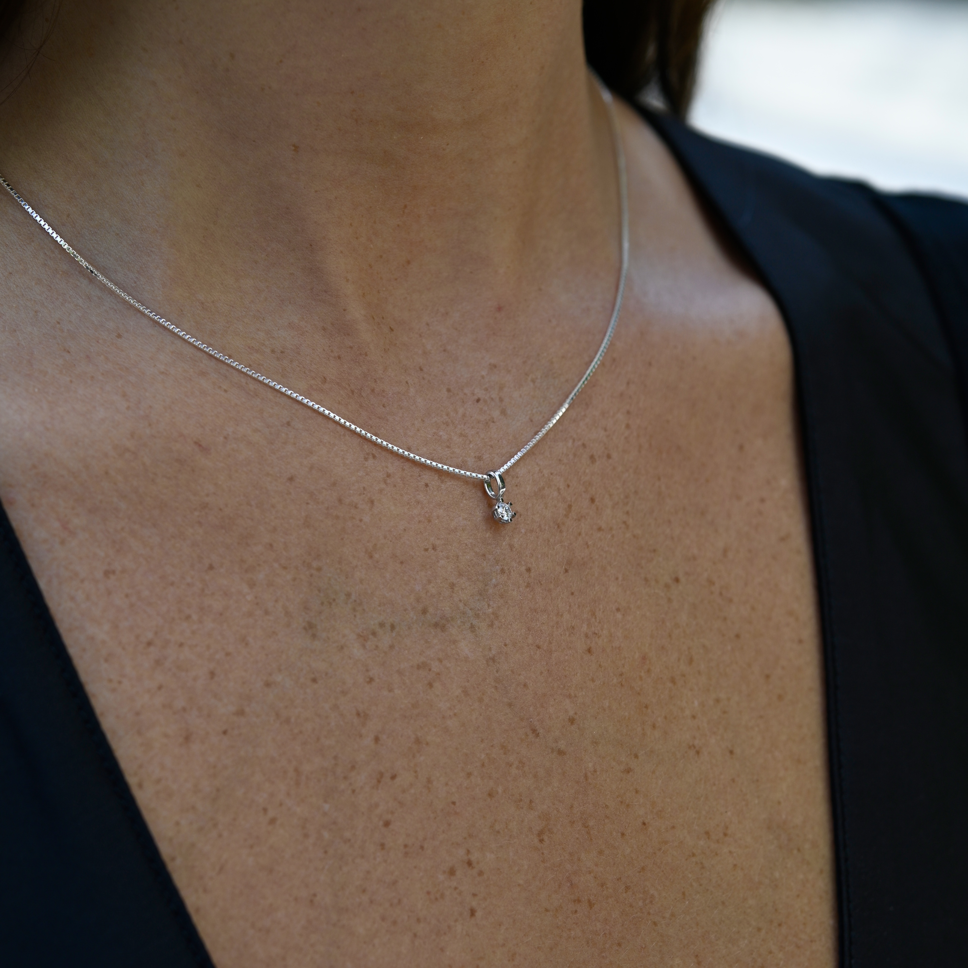 Hänge syntetisk diamant 0,15 ct vitguld 18 karat  - 3