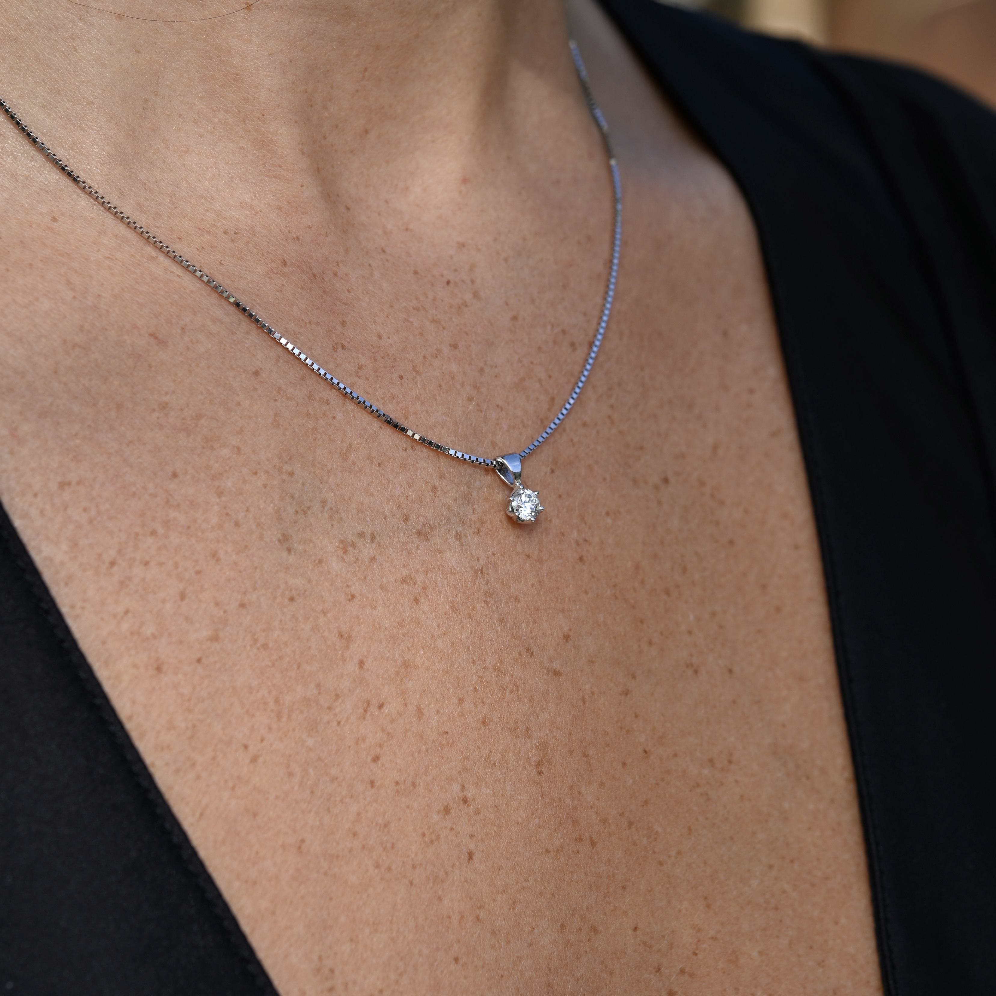 Hänge syntetisk diamant 0,35 ct vitguld 18 karat  - 3