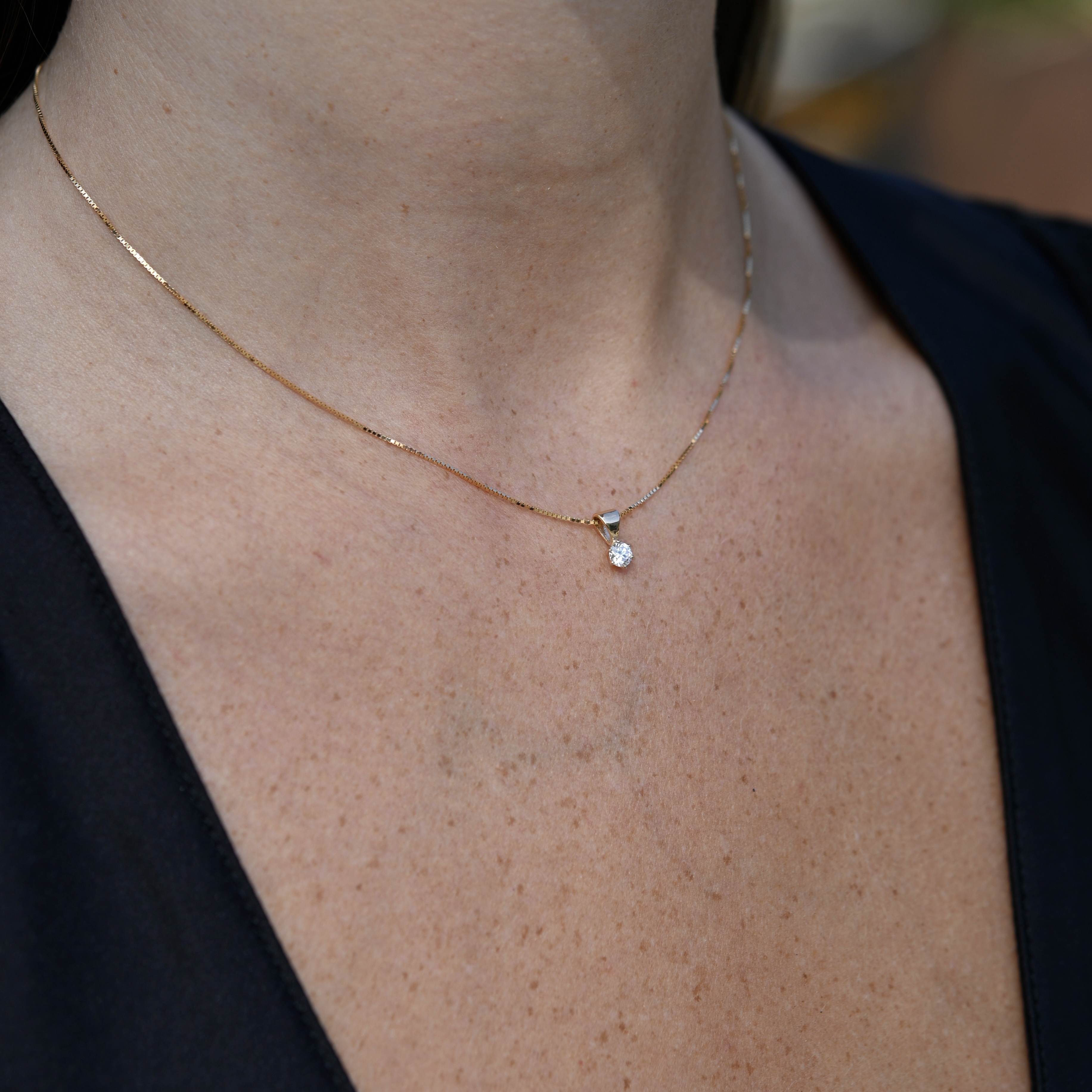 Hänge syntetisk diamant 0,15 ct guld 18 karat  - 4