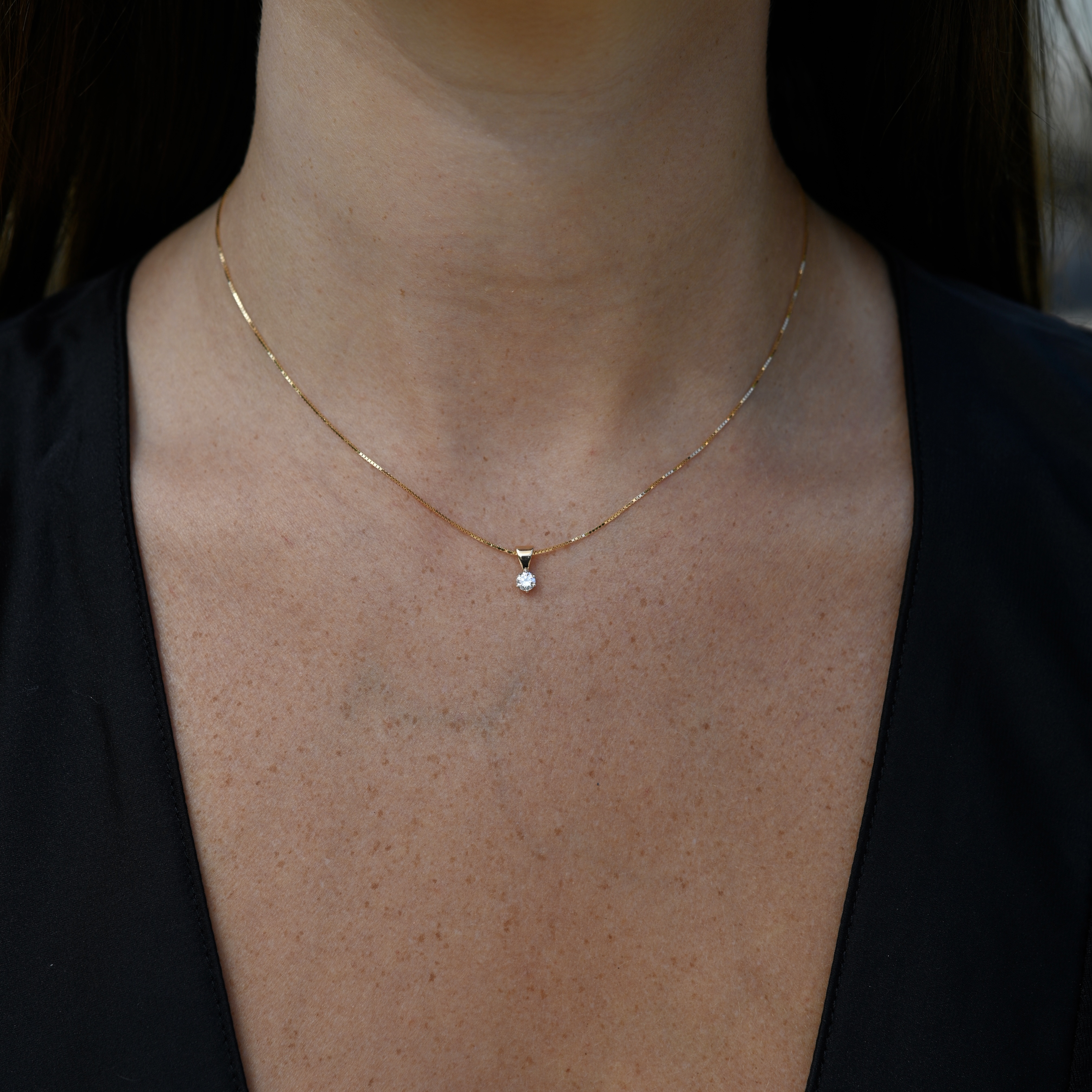 Hänge syntetisk diamant 0,15 ct guld 18 karat  - 3