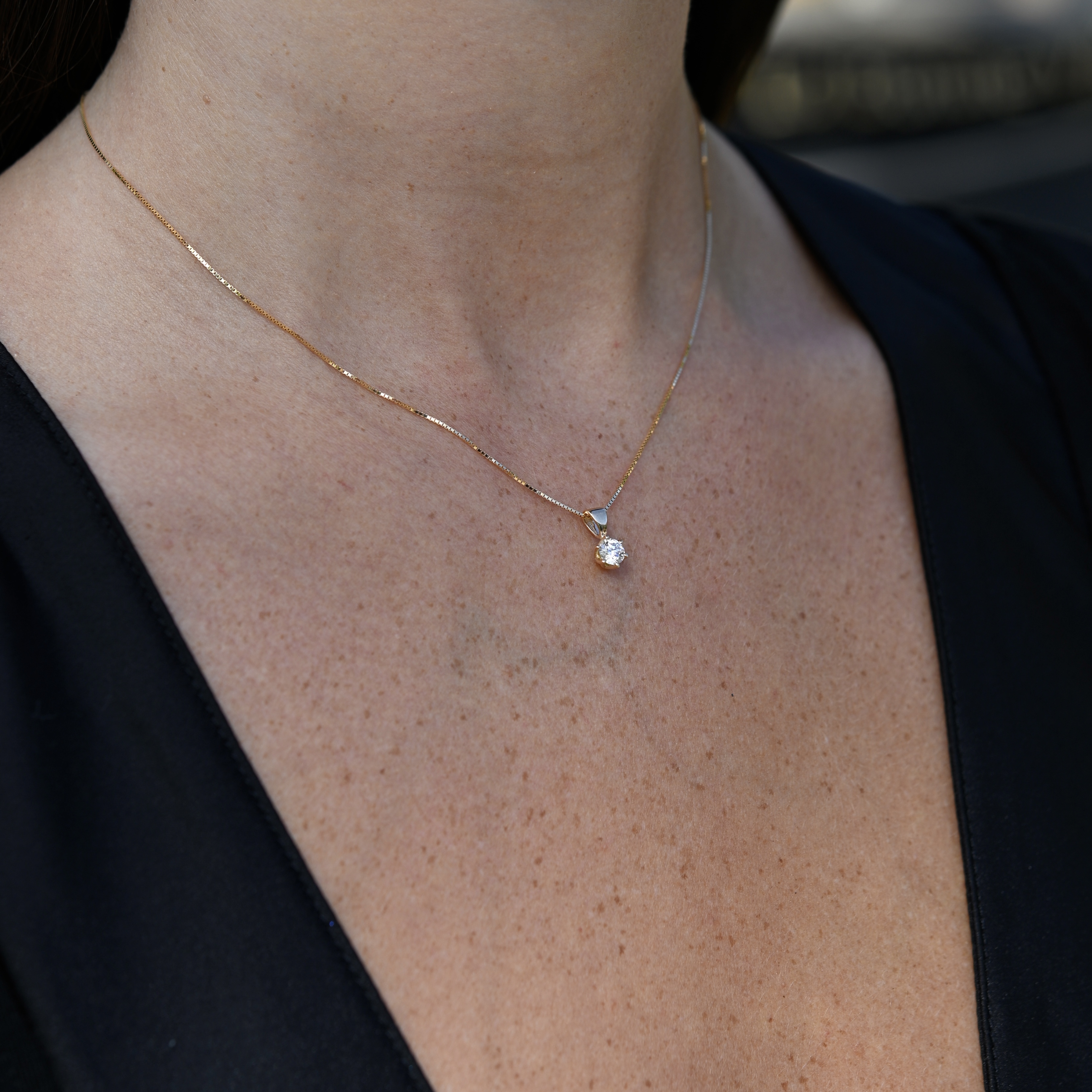 Hänge syntetisk diamant 0,30 ct guld 18 karat  - 3