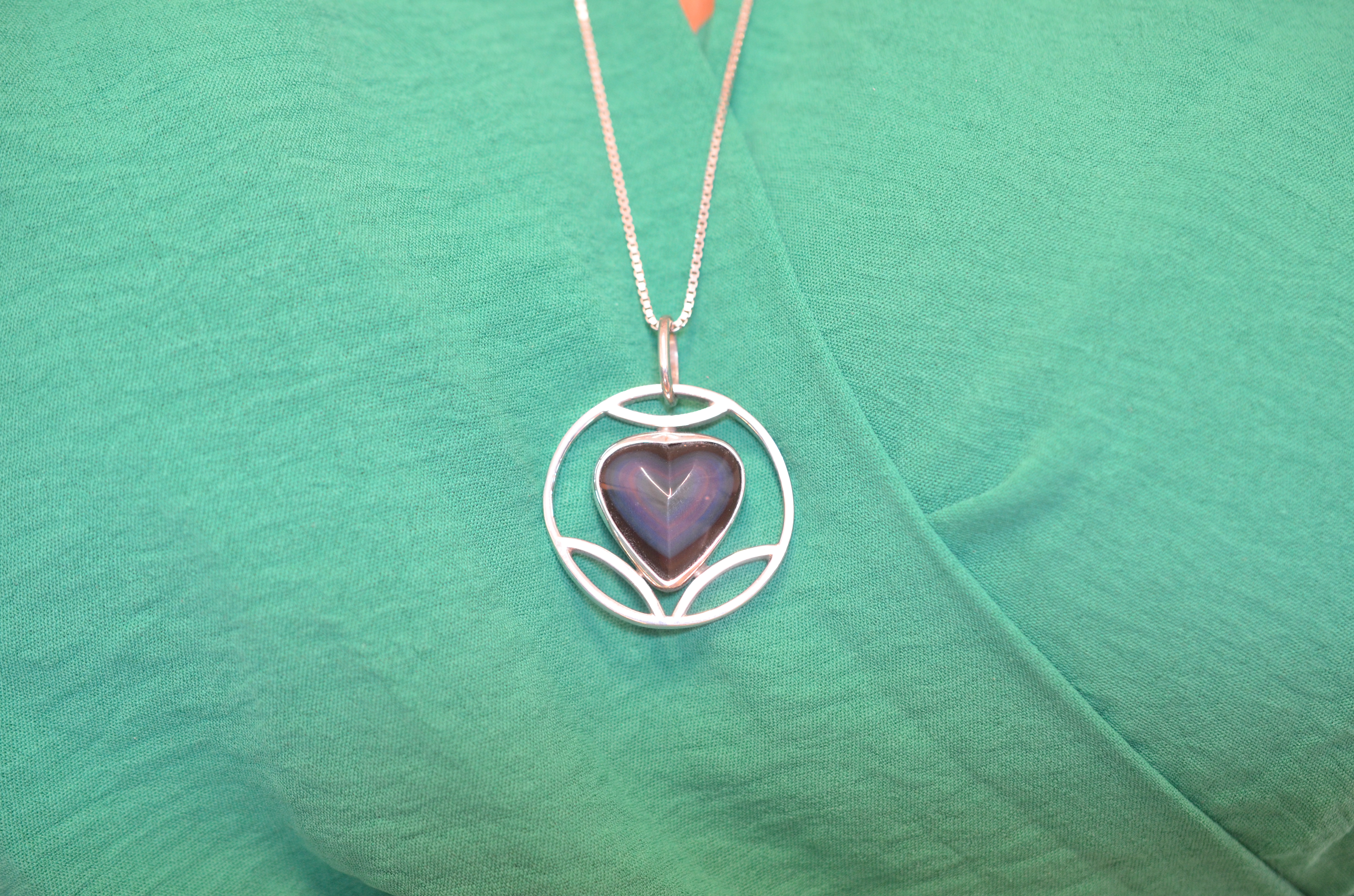 Second Hand Am Design silver necklace with obsidian - 5