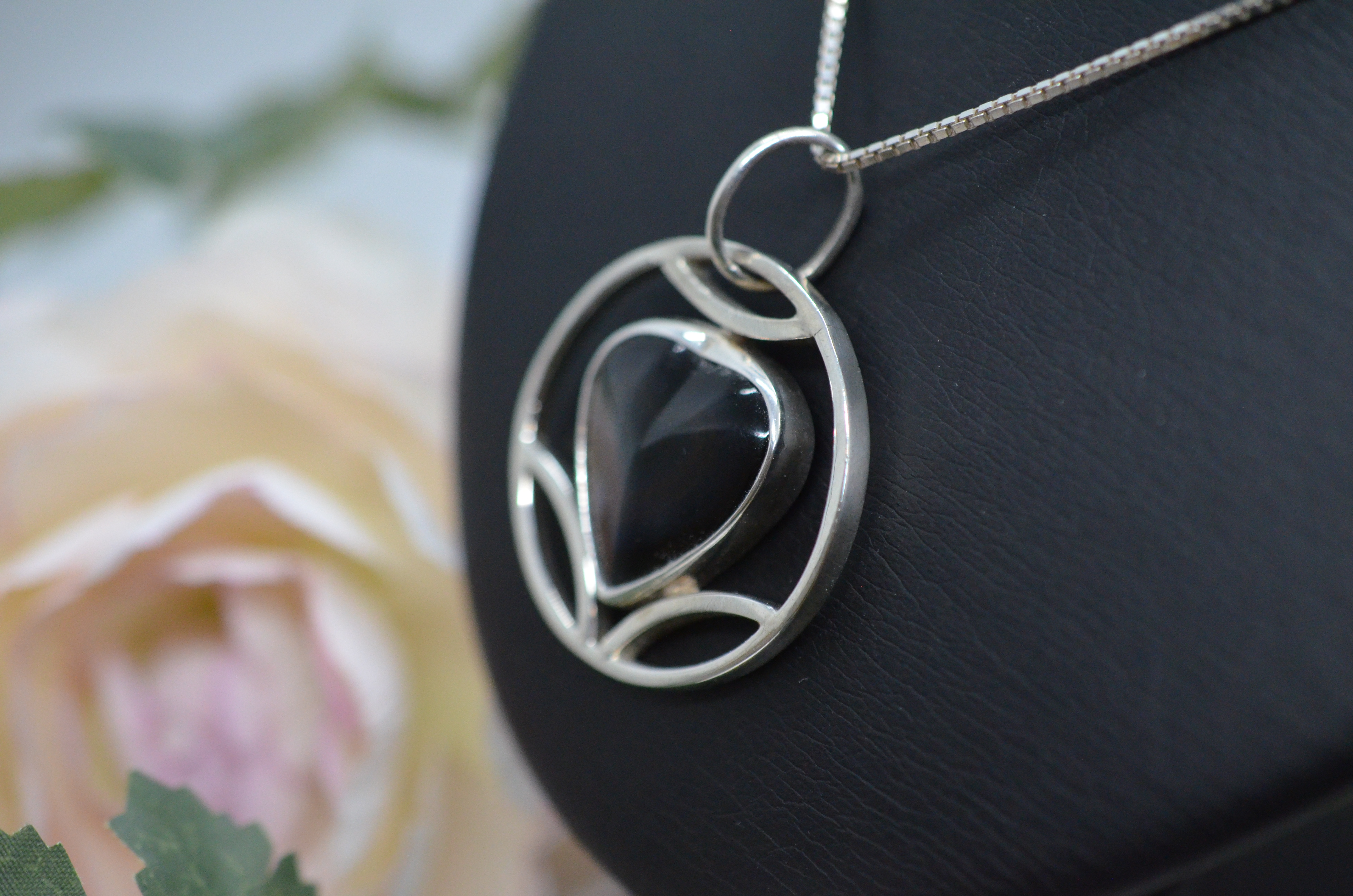 Second Hand Am Design silver necklace with obsidian - 2