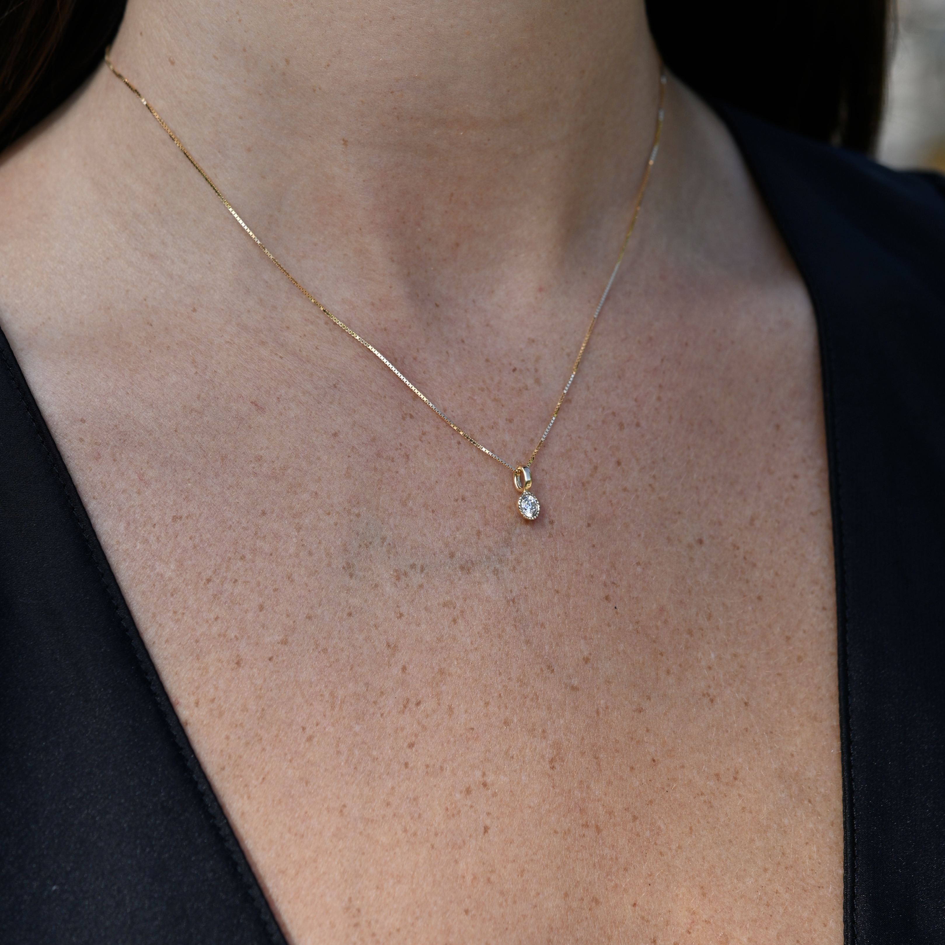 Hänge syntetisk diamant 0,20 ct guld 18 karat  - 3