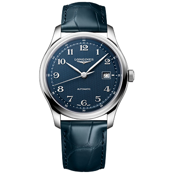 L2.950.4.93.2 Longines Master Collection 41 blå med alligatorband