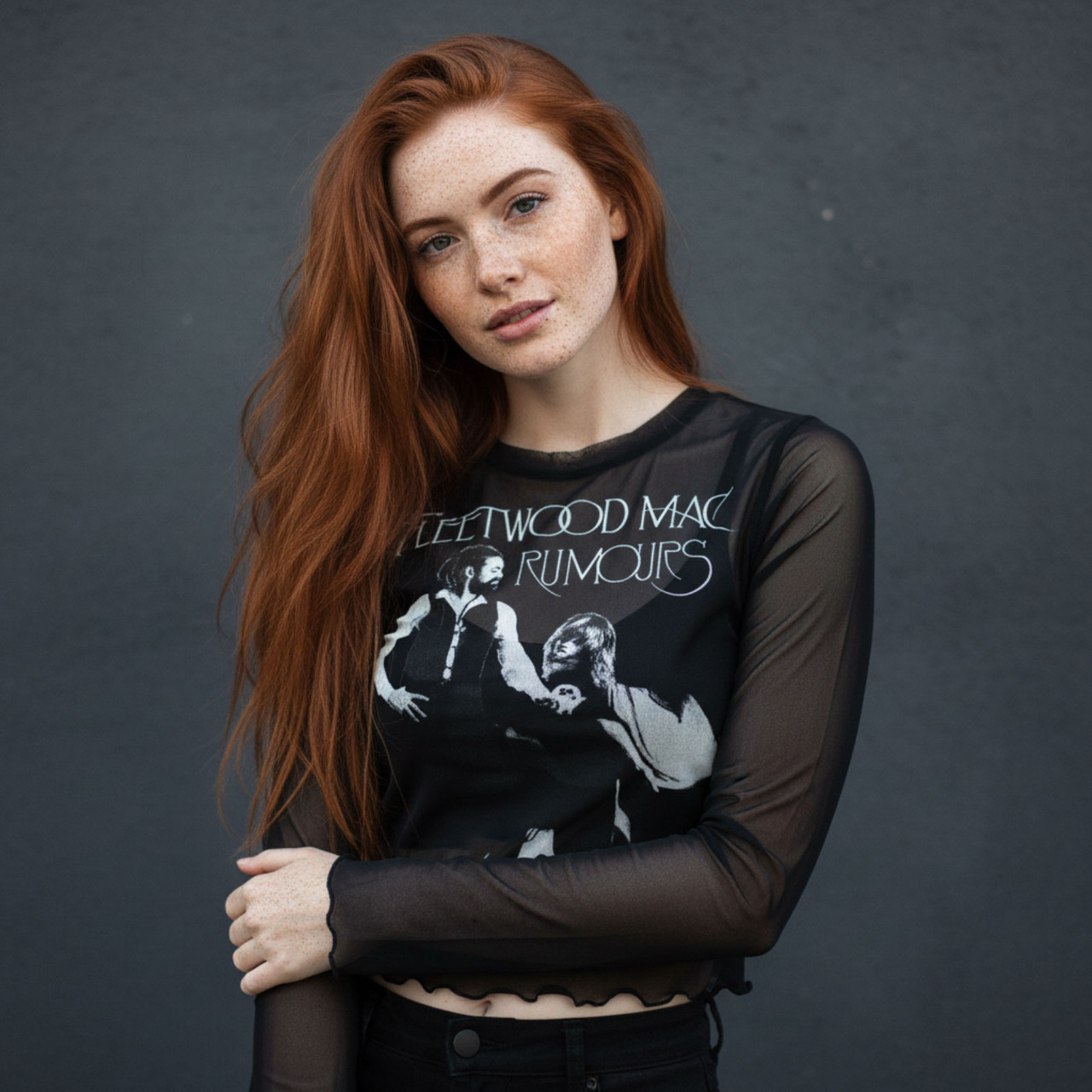 Fleetwood Mac Dam Långärmad Mesh Crop Top: Rumours (Svart) 