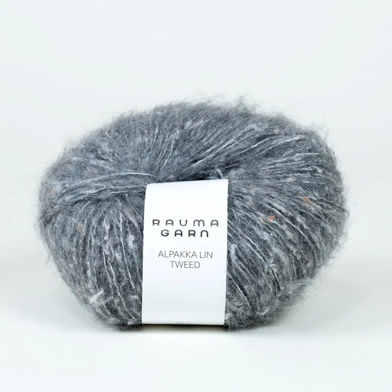 21266 mörkgrå tweed alpakka lin rauma garn