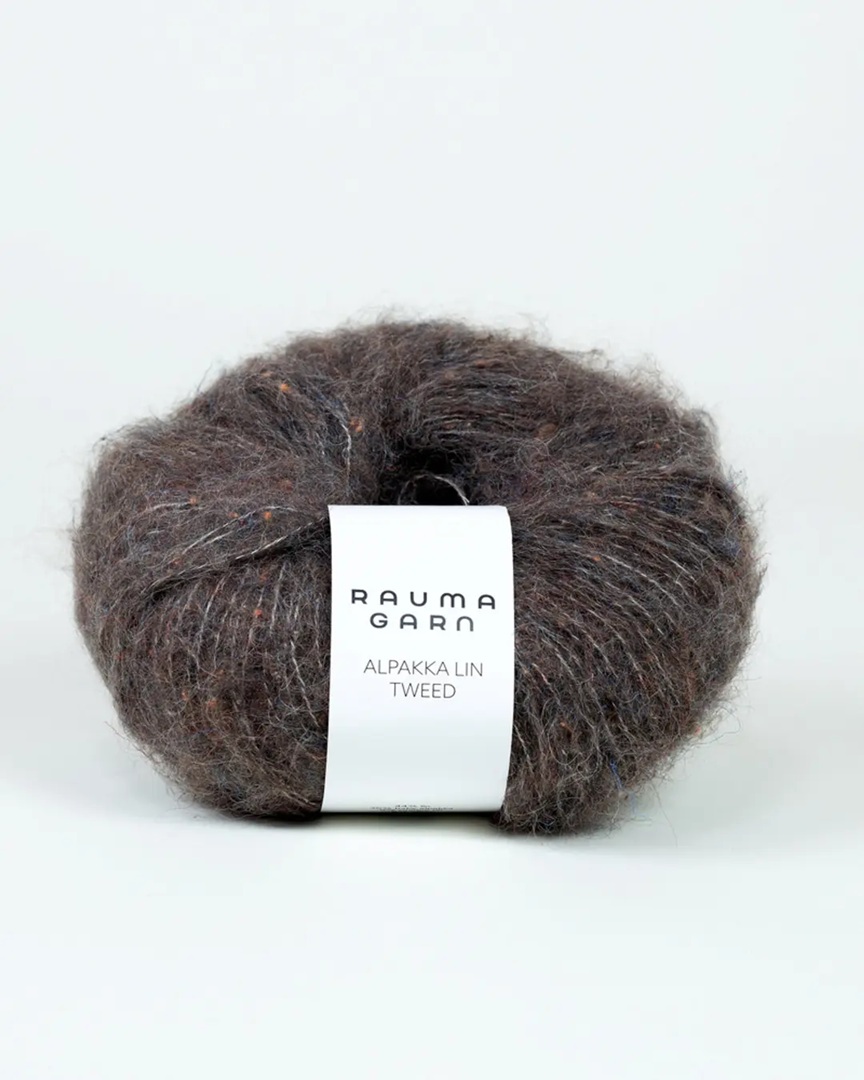 21798 mörkbrun tweed alpakka lin rauma garn