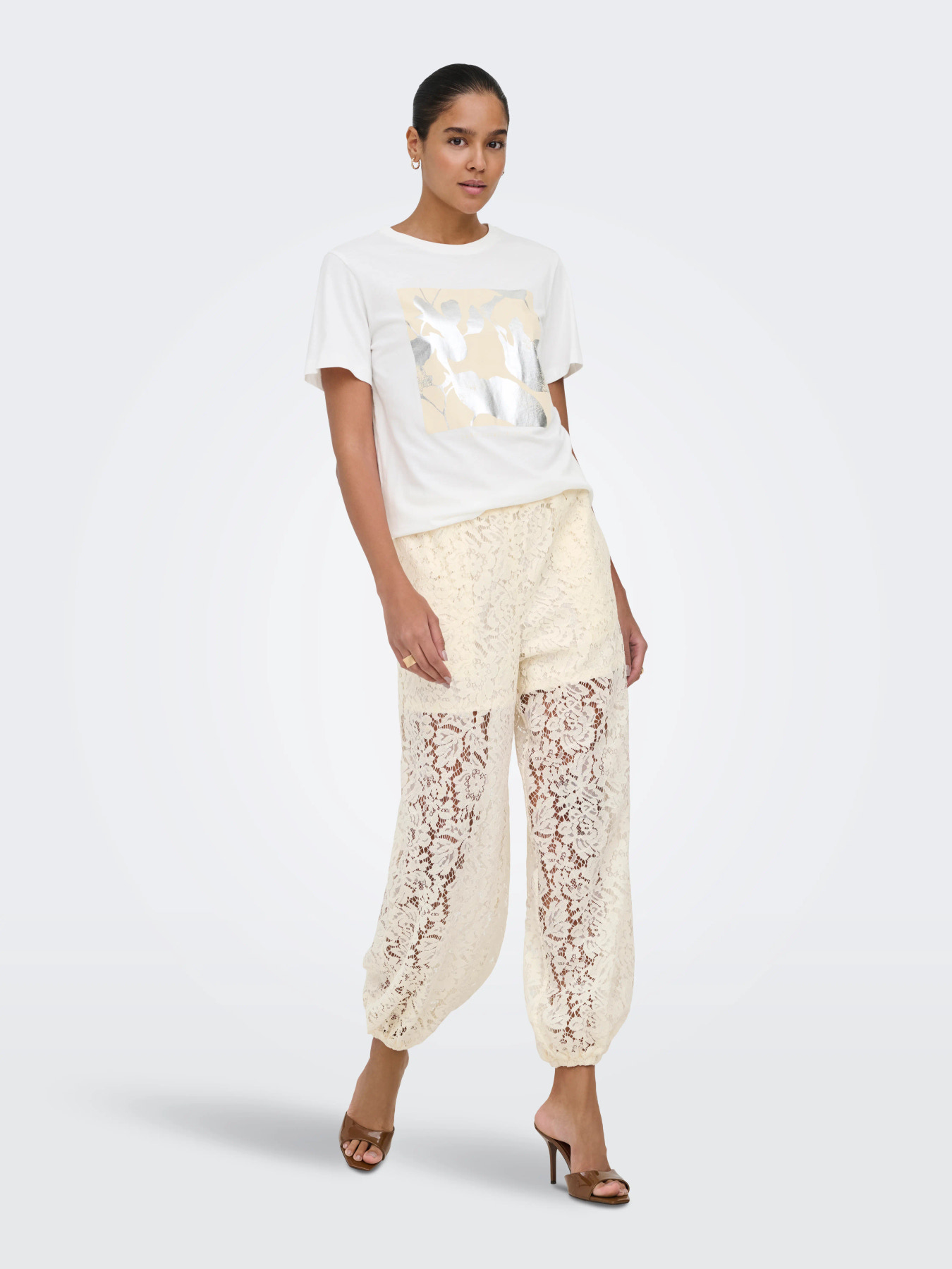 JDYJULIA LACE BALLOON PANT JRS Egret - 3
