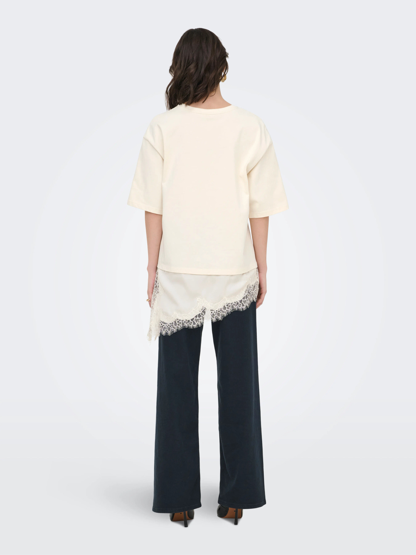 JDYALMA 2/4 LACE DETAIL T-SHIRT JRS NOOS Egret - 7