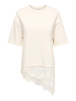 JDYALMA 2/4 LACE DETAIL T-SHIRT JRS NOOS Egret