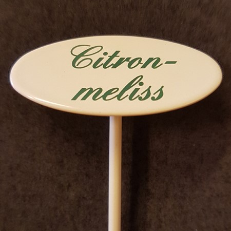 Märkpinne kryddväxt emaljerad gräddvit på spjut – CITRONMELISS 20cm