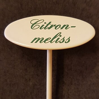 Märkpinne kryddväxt emaljerad gräddvit på spjut – CITRONMELISS 20cm