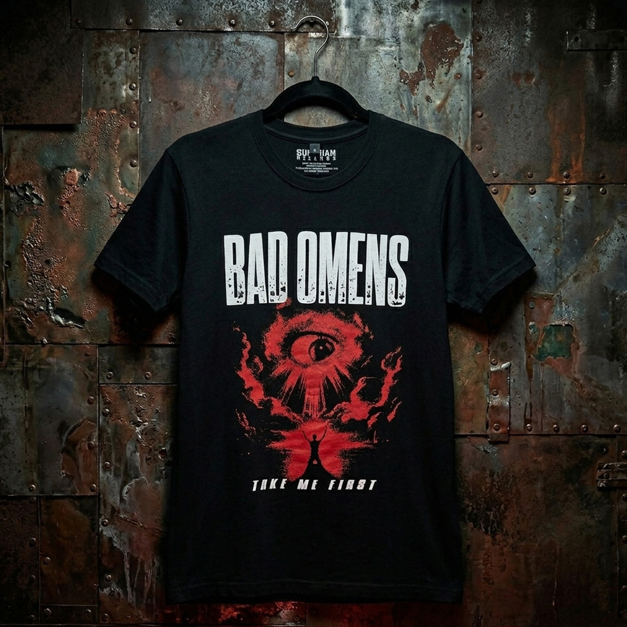 Bad Omens Unisex Premium Carbon T-shirt: Red Eye (Sort) - 2