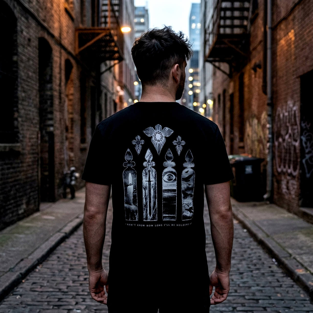 Bad Omens Unisex Premium Carbon T-skjorte: Stained Glass (Svart) (Trykk På Ryggen)
