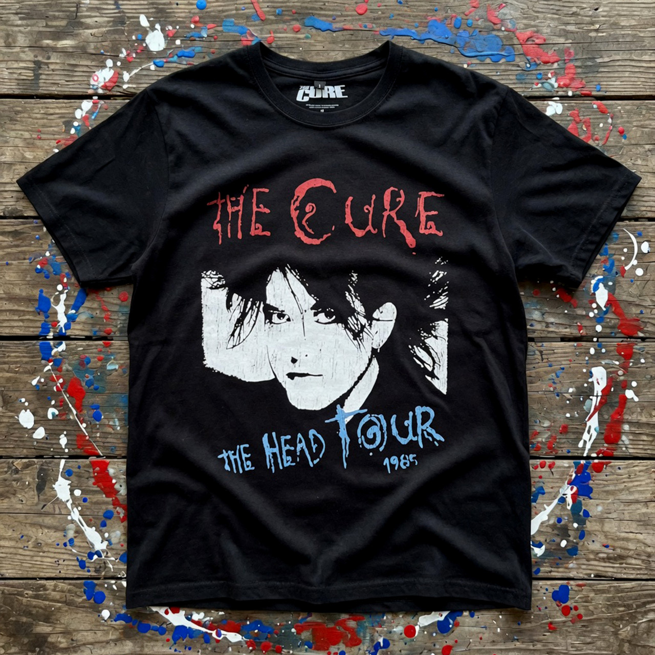 The Cure Unisex Premium Carbon T-Shirt: The Head Tour '85 (Black) (Back Print)