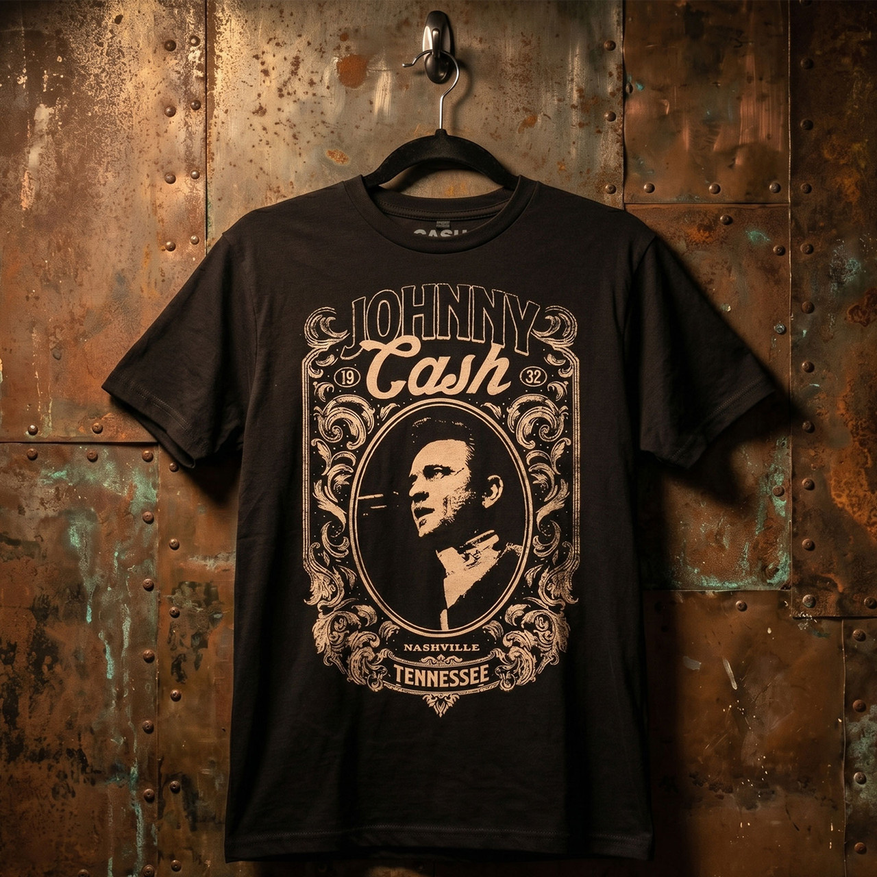 Johnny Cash Unisex Premium Carbon T-Shirt: Nashville (Black) - 2