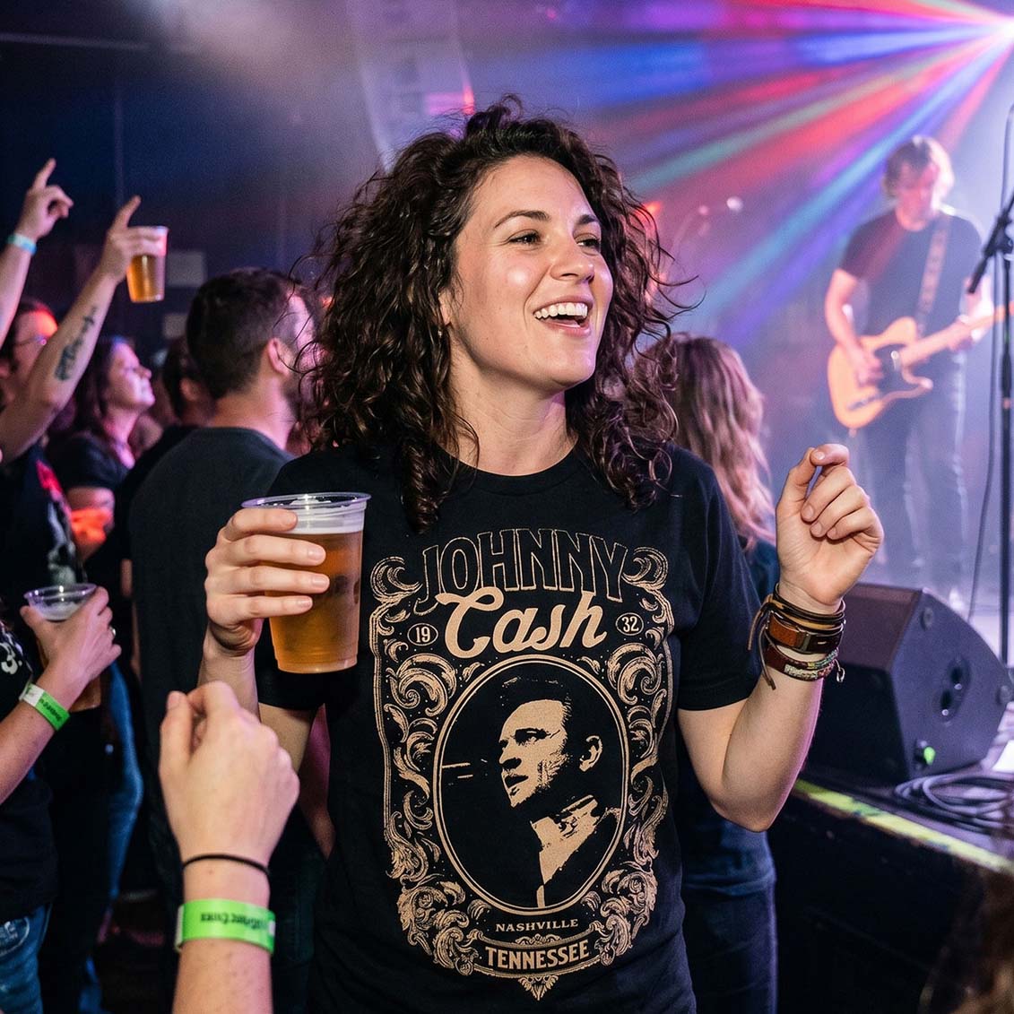 Johnny Cash Unisex Premium Carbon T-Shirt: Nashville (Black)