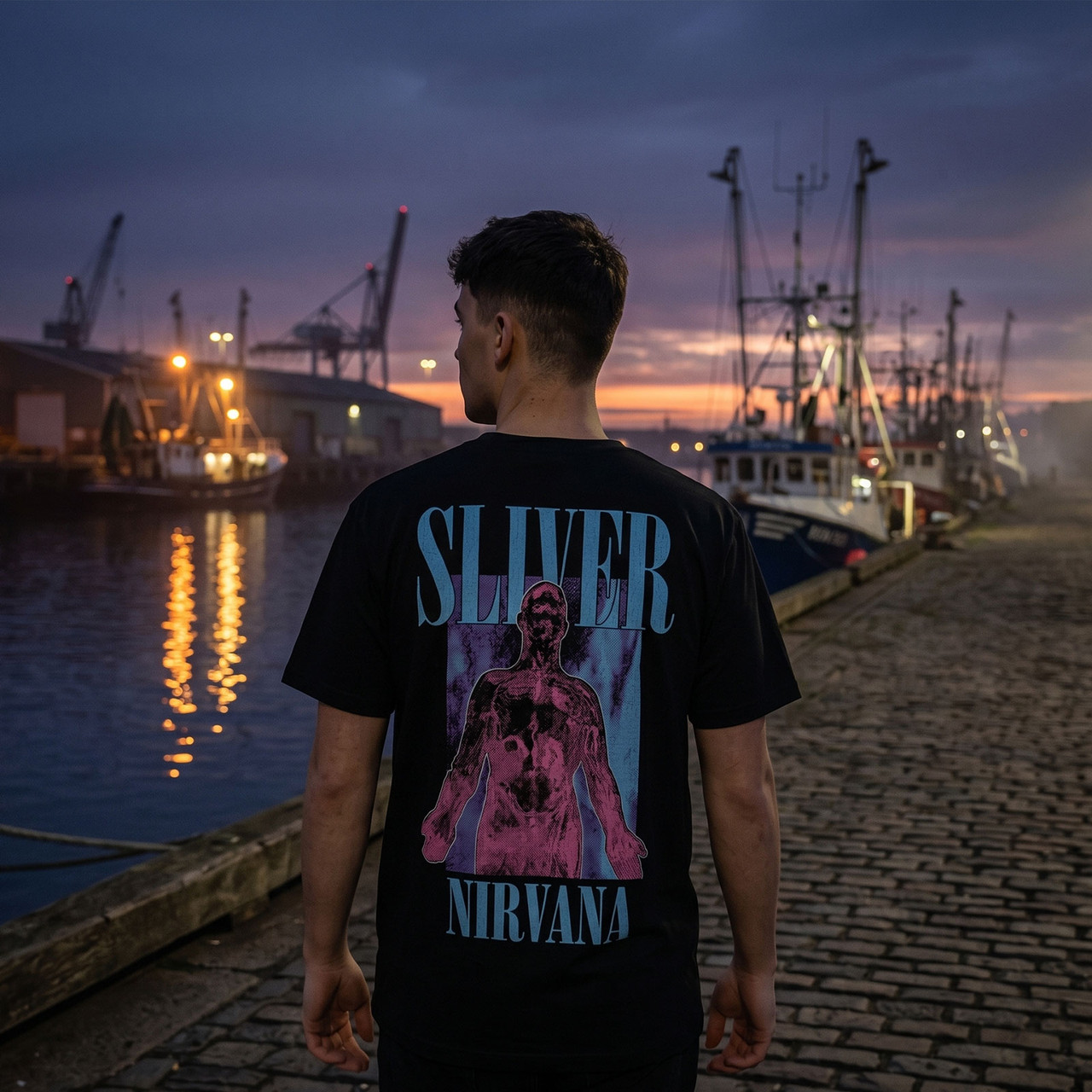 Nirvana Unisex Premium Carbon T-Shirt: Silver (Black) (Back Print) - 2