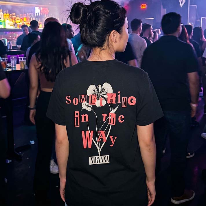 Nirvana Unisex Premium Carbon T-Shirt: Something In The Way (Black) (Back Print)