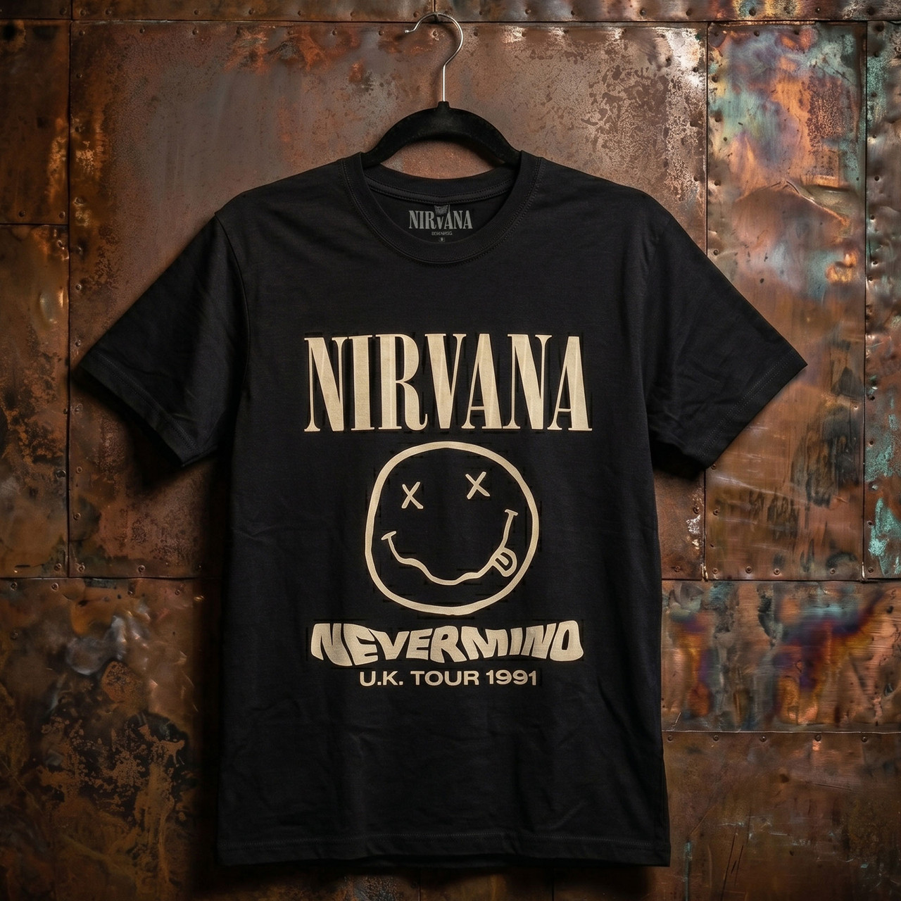 Nirvana Unisex Premium Carbon T-Shirt: Tour '91 (Black) (Back Print) - 2