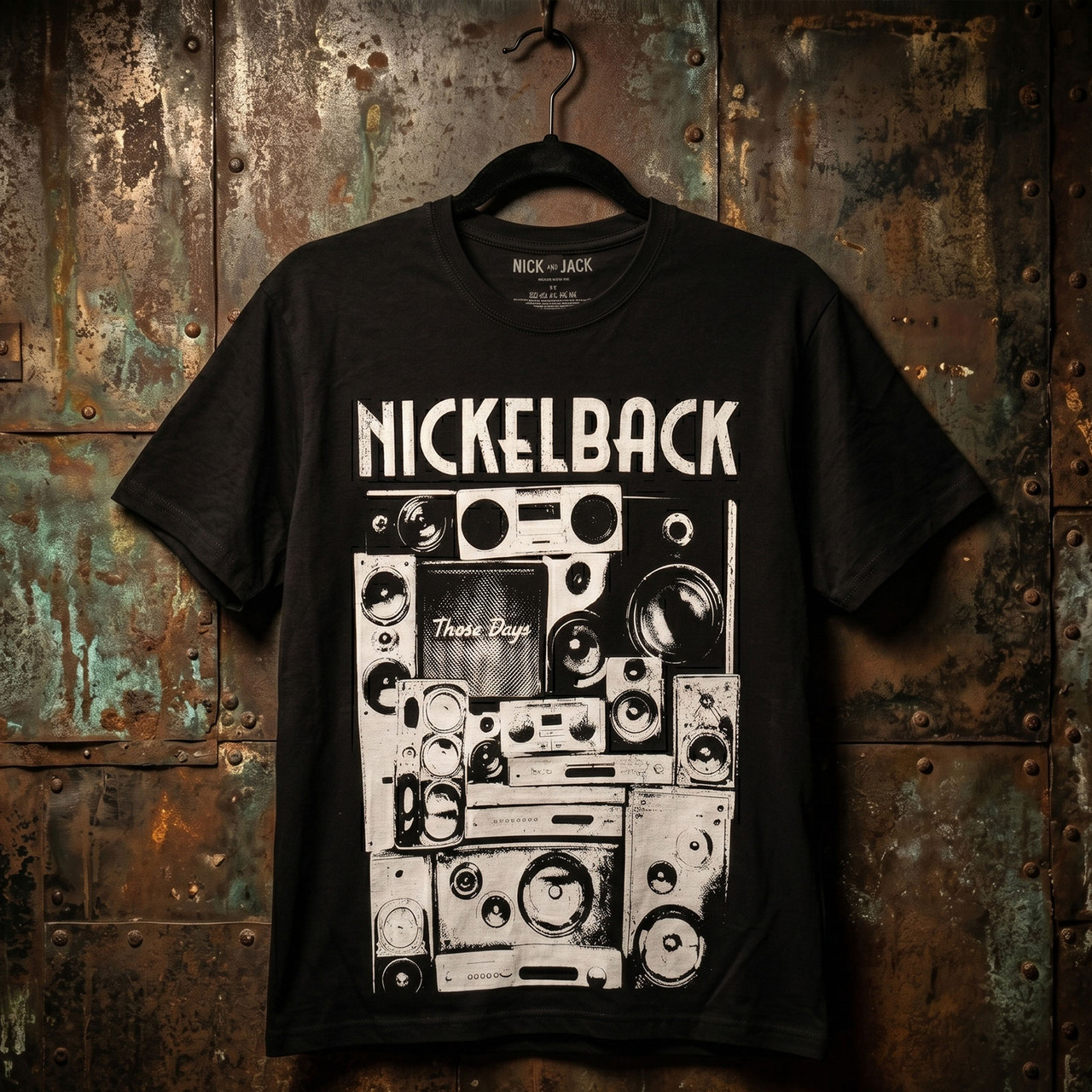 Nickelback Unisex Premium Carbon T-Shirt: Wall Speakers (Svart) - 2