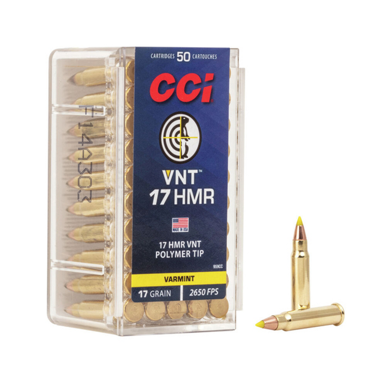 CCI Rimfire Ammunition 17 HMR VNT Polymer Tip 17gr