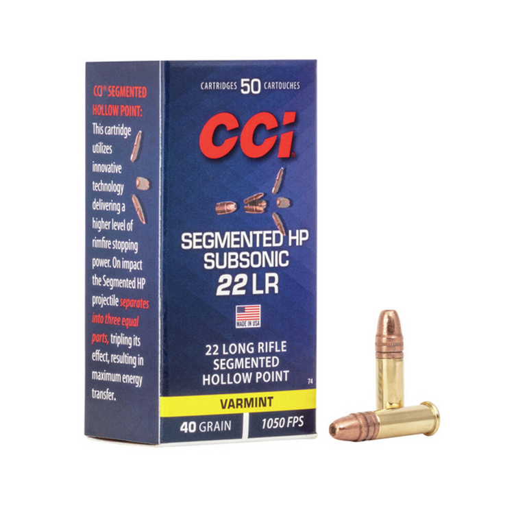  CCI Rimfire Ammunition 22 LR Segmented HP Sub-Sonic 40gr