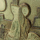 Noomi Backhausen (1970s) Quadratic Wall Plaque with Couple on a Bench Motif 33 cm #3586