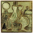 Noomi Backhausen (1970s) Quadratic Wall Plaque with Couple on a Bench Motif 33 cm #3586