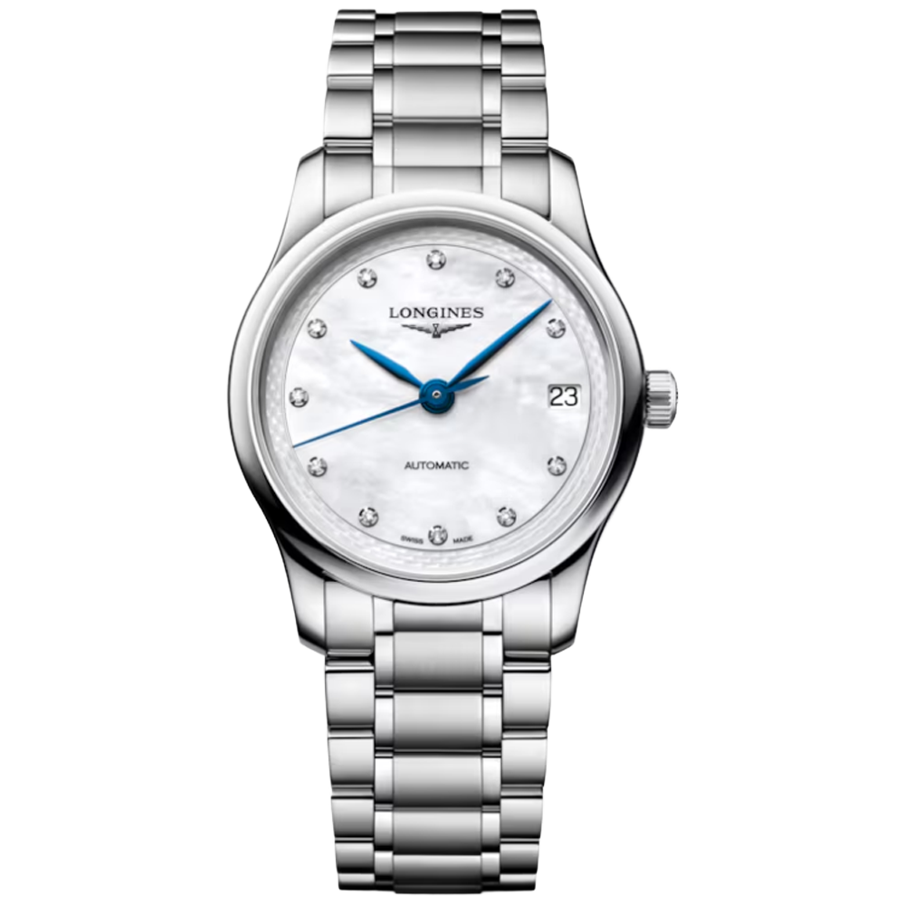 L2.450.4.87.6 Longines Master Collection 34 pärlemor med diamant index