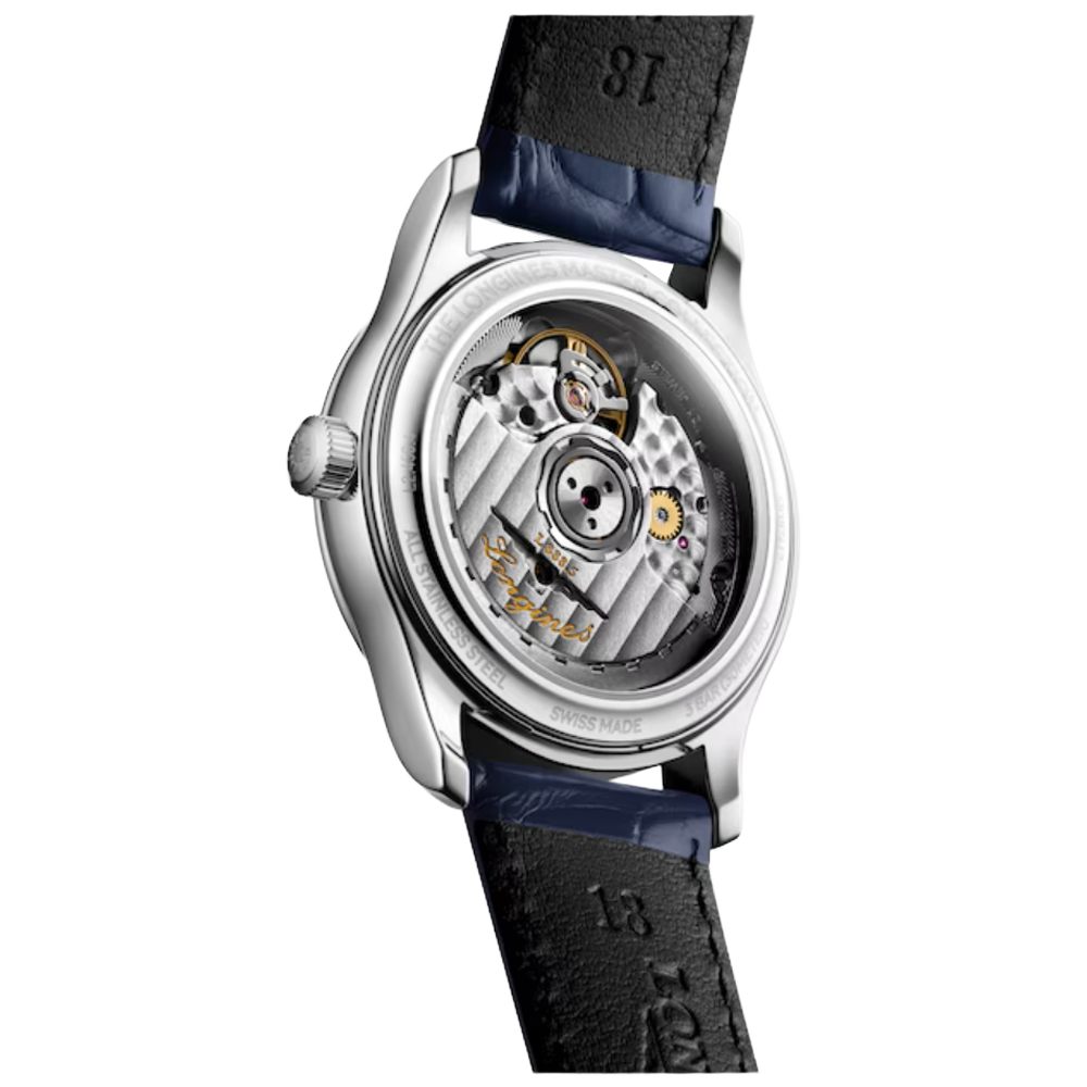L2.450.4.87.2  Longines Master Collection 34 pärlemor med diamant index och alligatorband baksida
