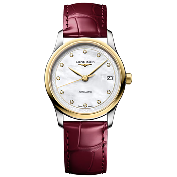L2.450.5.87.2 Longines Master Collection 34 pärlemor och guld med alligatorband