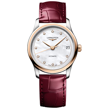 L2.450.5.89.2 Longines Master Collection 34 pärlemor och roséguld med alligatorband