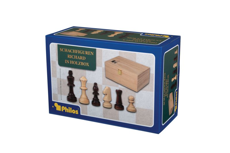 Schackpjäser Richard 90mm med trälåda - 3