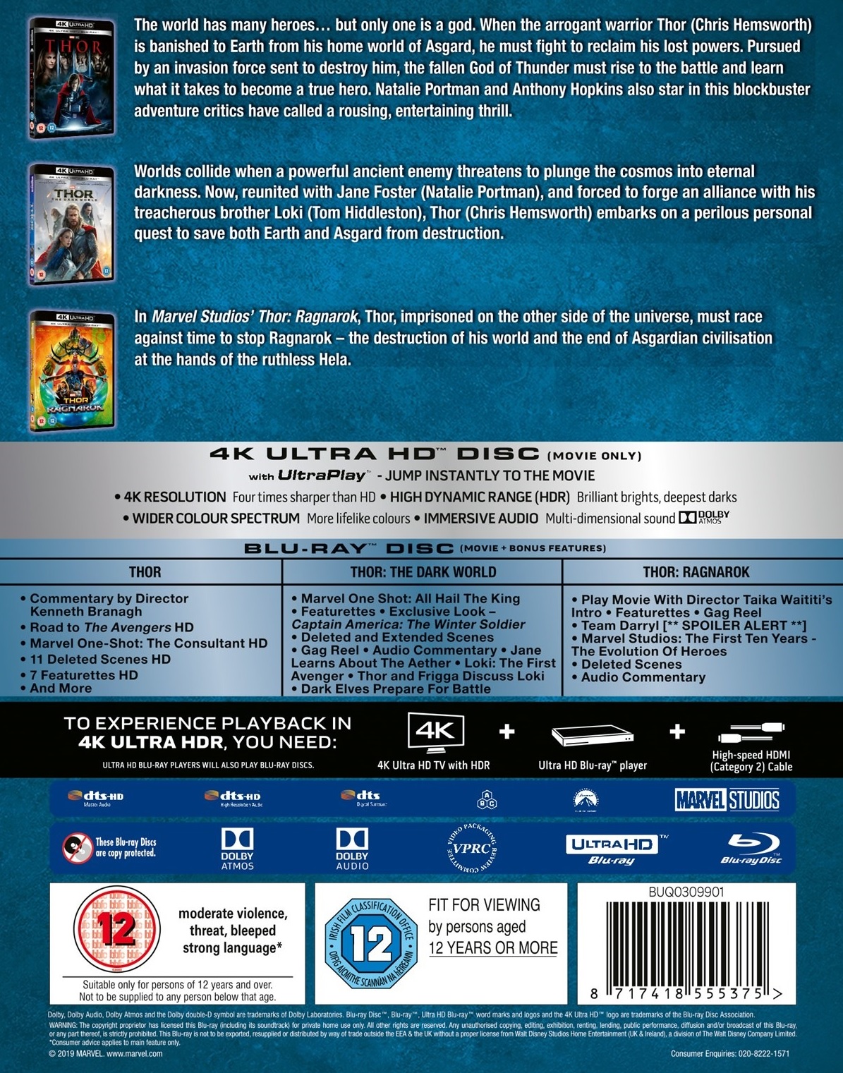 Thor 1-3 (ej svensk text på Thor: Ragnarok) (4K Ultra HD + Blu-ray) - 2