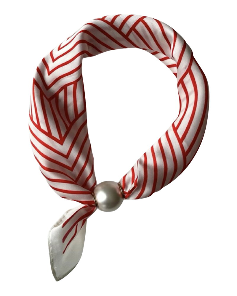 Scarf Chloe med magnet randig röd/vit