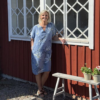 Malva linneklänning blå one size