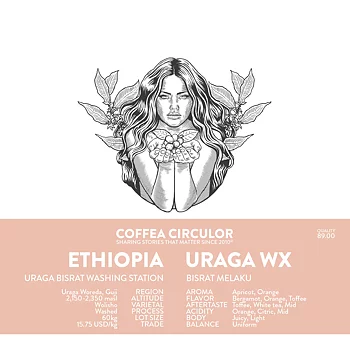 Coffea Circulor - Uraga  WX  - Ethiopia - Ljusrostade hela kaffebönor - 250g