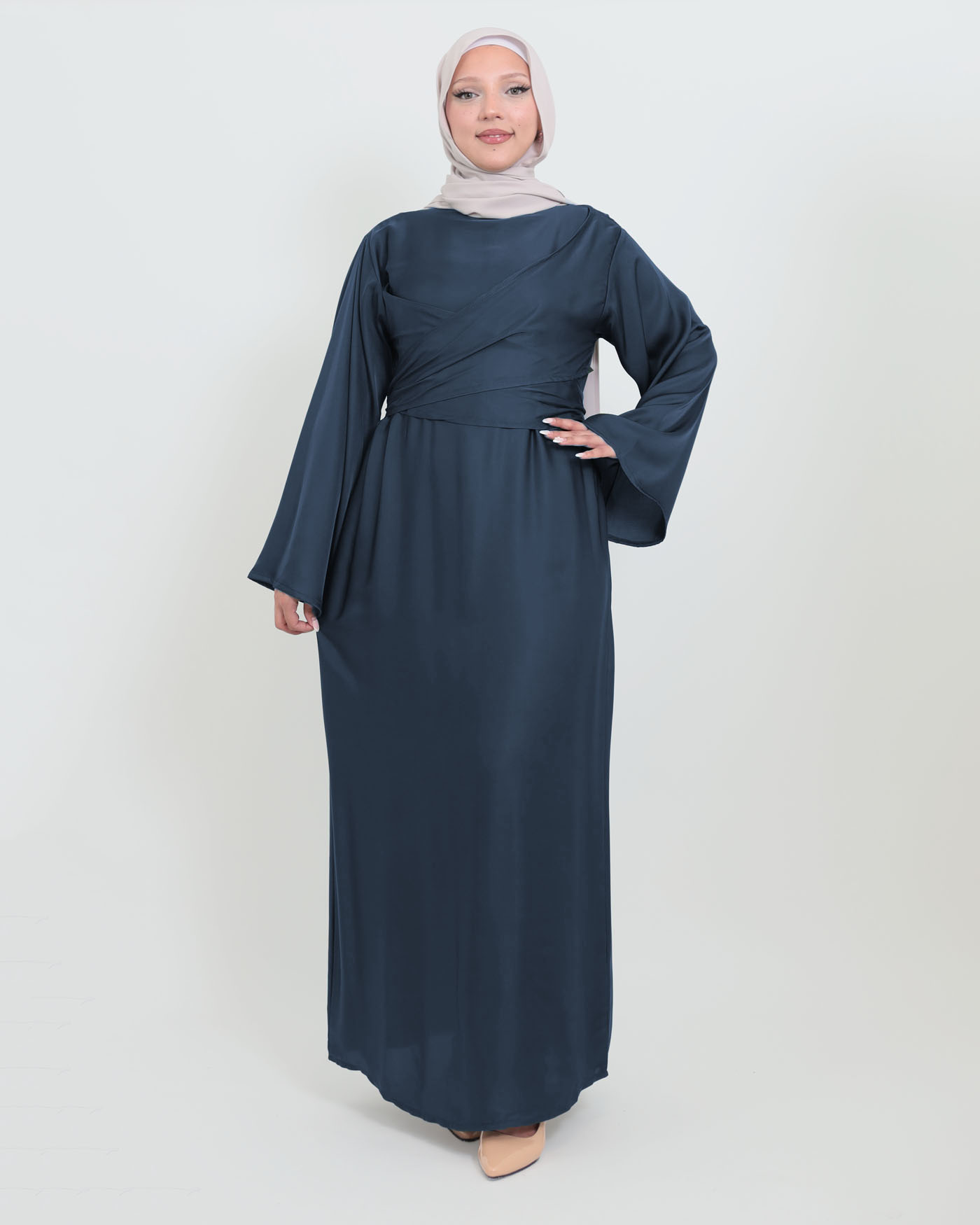 Maxikleid aus Satin - Mitternachtsblau - 2