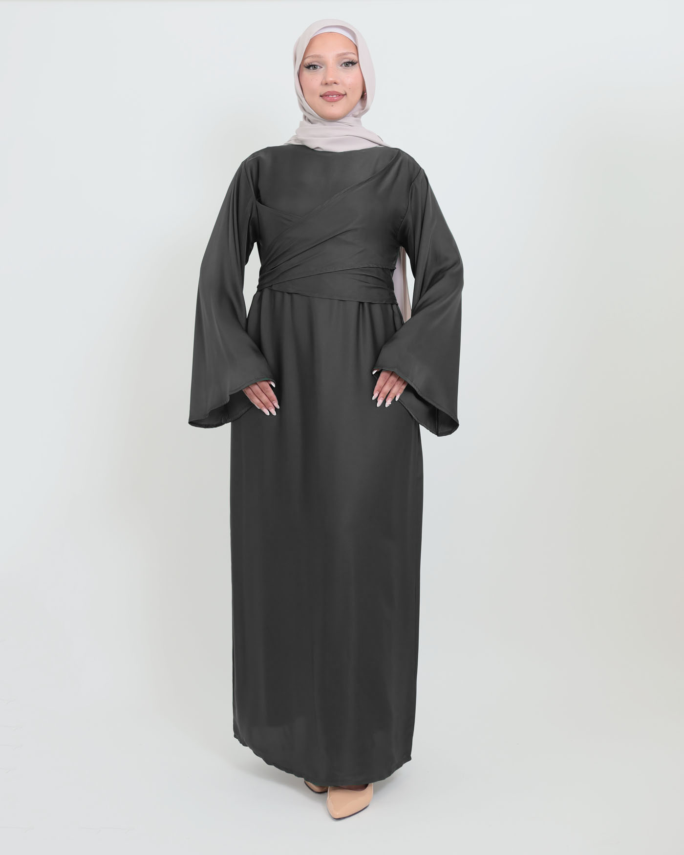 Maxikleid aus Satin - Schwarz - 5