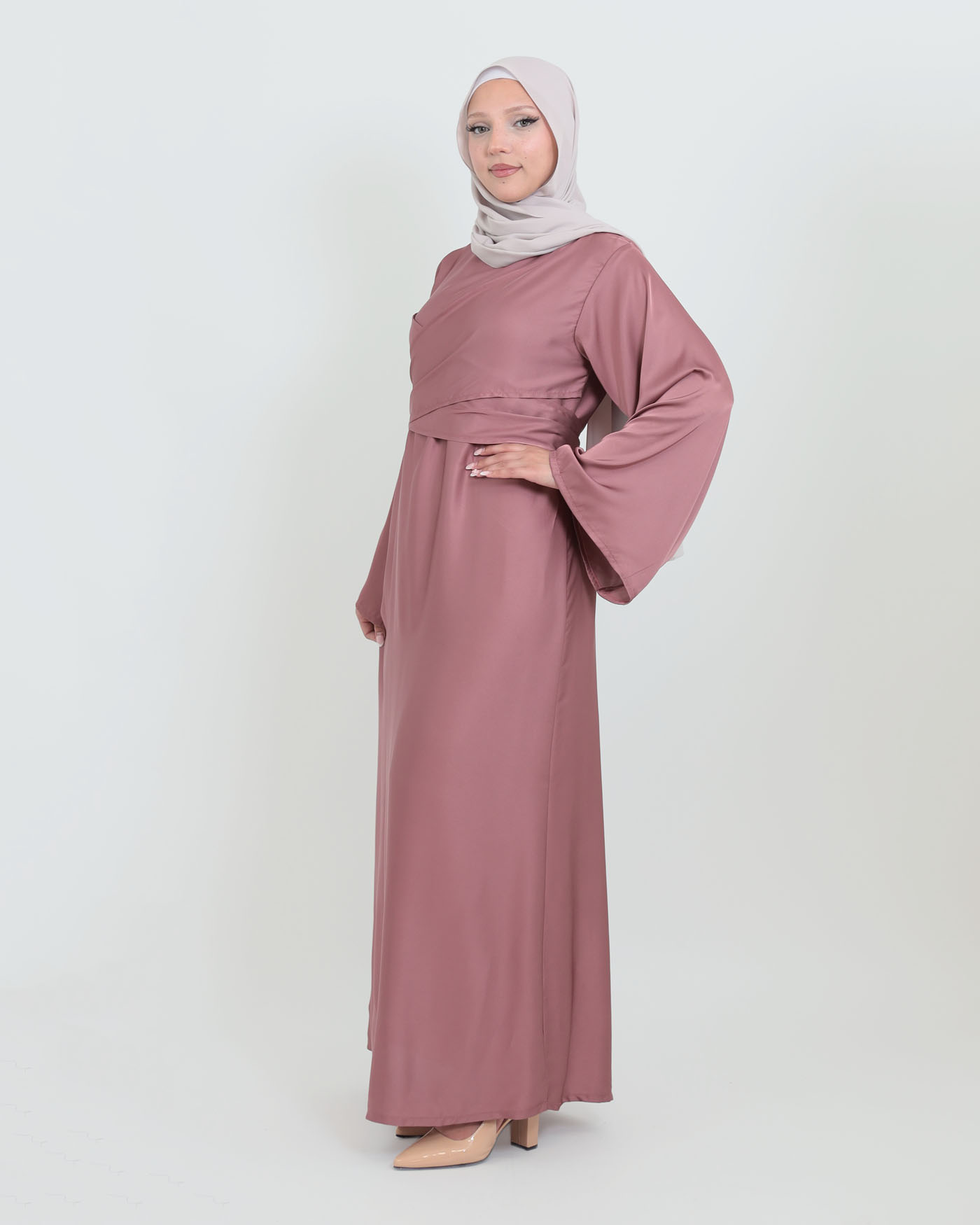 Maxikleid aus Satin - Mauve - 3