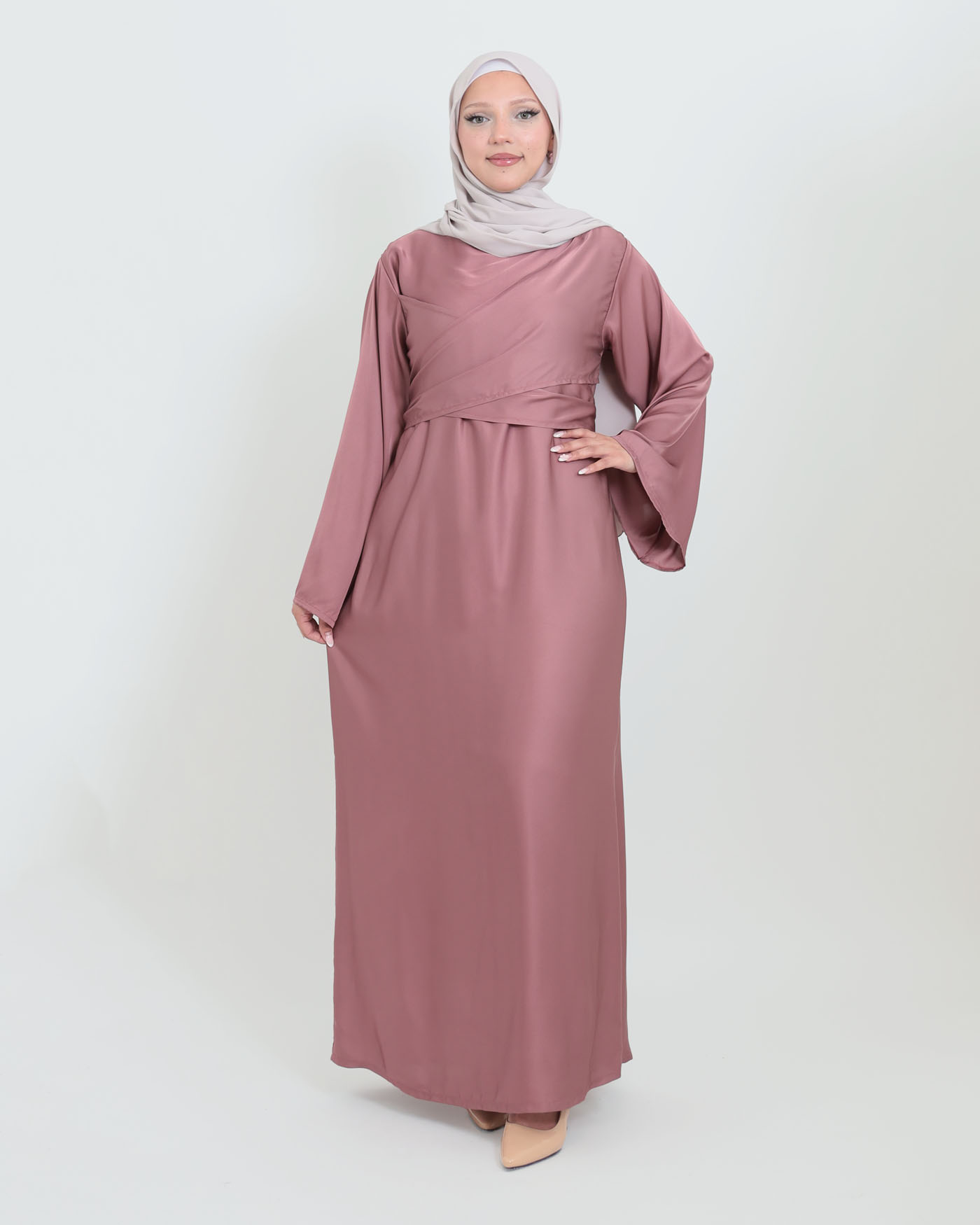 Maxikleid aus Satin - Mauve - 2