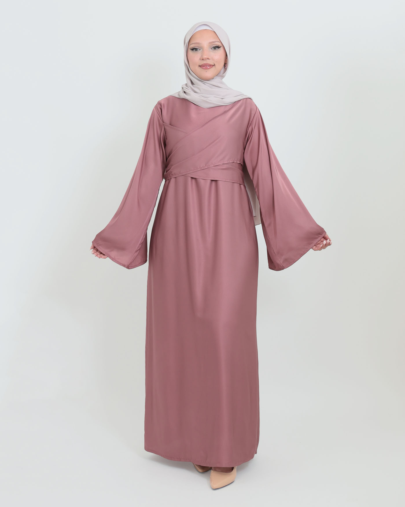 Maxi Dress in Satin - Mauve